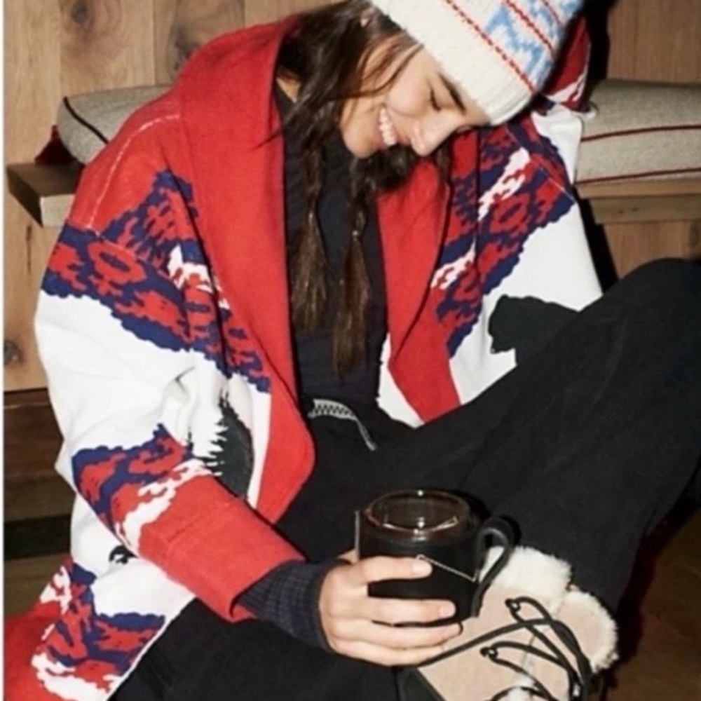 Free people Red and Blue Patterned Cardigan